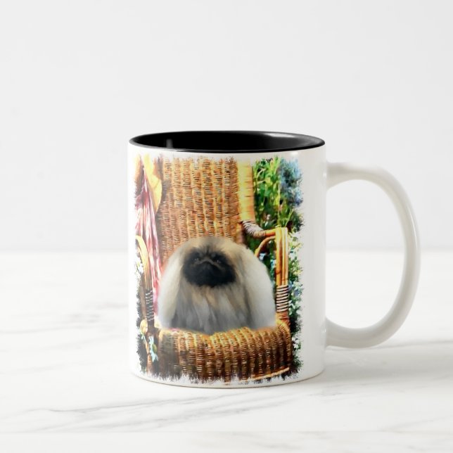 Pekingese Kunstgeschenke Zweifarbige Tasse (Rechts)