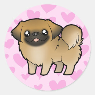 Pekingese Liebe (Welpe geschnitten) Runder Aufkleber