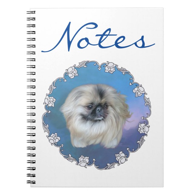 Pekingese Lily on Blue Notizblock (Vorderseite)