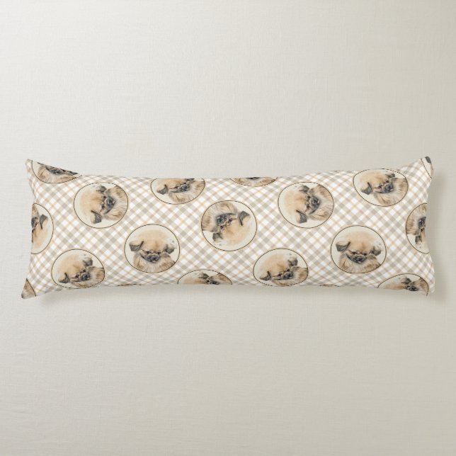 Pekingese Malerei Fawn Niedlich Original Haustier  Seitenschläferkissen (Vorderseite)