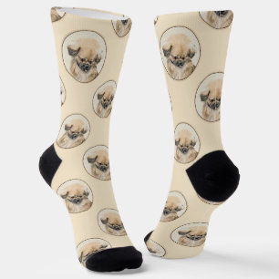 Pekingese Malerei Fawn Niedlich Original Haustier  Socken