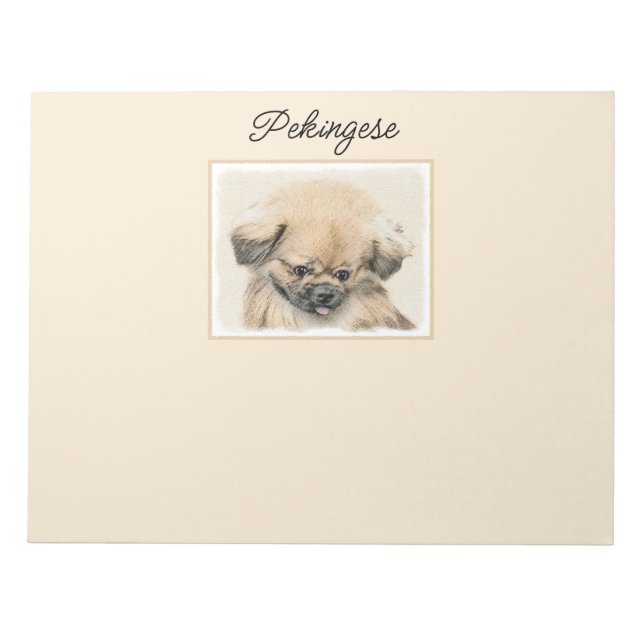 Pekingese Malerei - Niedlich Original Dog Art Note Notizblock (Vorderseite)