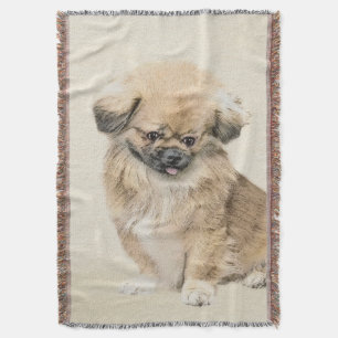Pekingese Malerei - Niedliche Original Hunde Kunst Decke