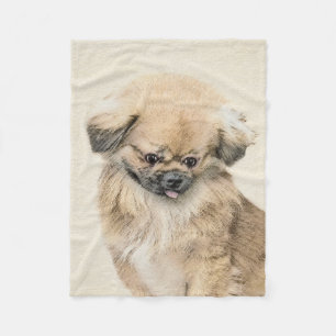 Pekingese Malerei - Niedliche Original Hunde Kunst Fleecedecke