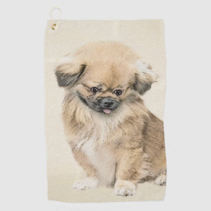Pekingese Malerei - Niedliche Original Hunde Kunst Golfhandtuch