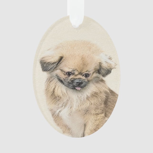 Pekingese Malerei - Niedliche Original Hunde Kunst Ornament (Vorderseite)