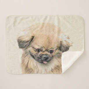 Pekingese Malerei - Niedliche Original Hunde Kunst Sherpadecke