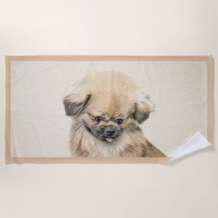 Pekingese Malerei - Niedliche Original Hunde Kunst Strandtuch
