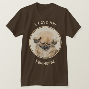 Pekingese Malerei - Niedliche Original Hunde Kunst T-Shirt