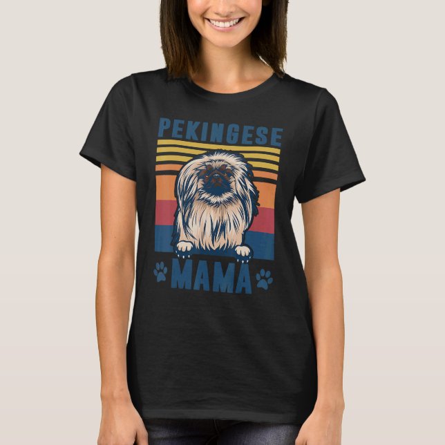 Pekingese Mama Mutter Retro Dog Mama T-Shirt (Vorderseite)