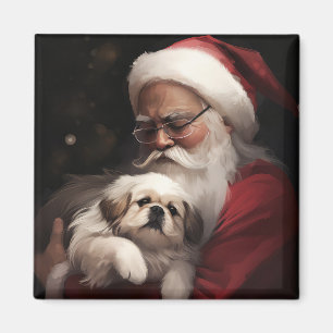 Pekingese mit dem Weihnachtsmann Weihnachten Magnet