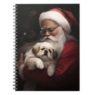 Pekingese mit dem Weihnachtsmann Weihnachten Notizblock