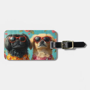 Pekingese mit Herz Rosen Valentinstag Gepäckanhänger
