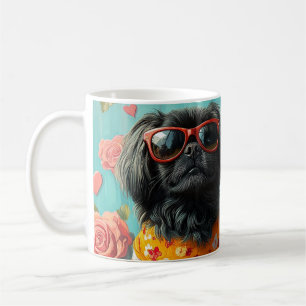 Pekingese mit Herz Rosen Valentinstag Kaffeetasse