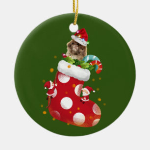 Pekingese mit Socken Keramik Ornament