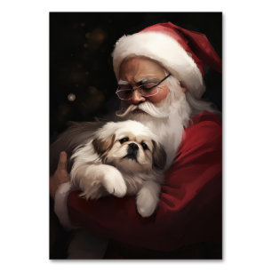 Pekingese mit Weihnachtsmann Festive Weihnachten Tischnummer