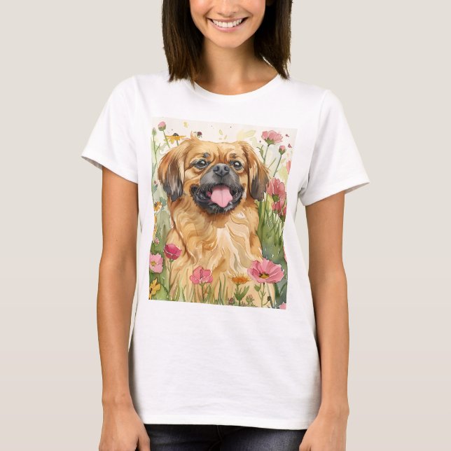 Pekingese-Mutter-T-Shirt – Aquarell T-Shirt (Vorderseite)
