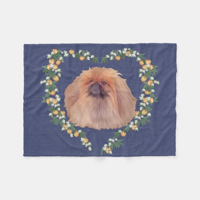 Pekingese Orange Blossom Fleecedecke (Vorderseite (Horizontal))
