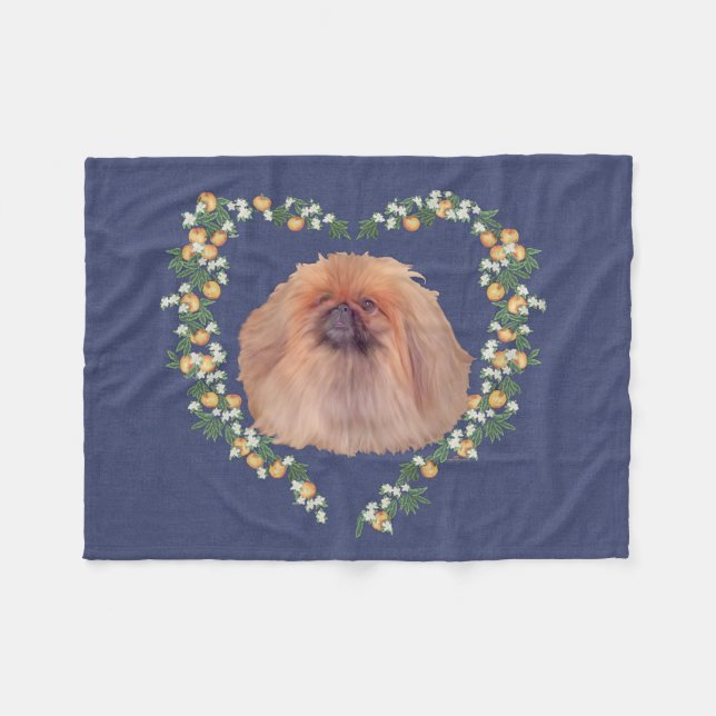 Pekingese Orange Blossom Fleecedecke (Vorderseite (Horizontal))