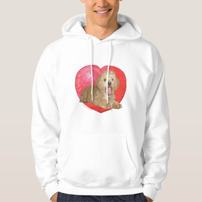 Pekingese/Poodle Mix Valentinstag Hoodie (Vorderseite)