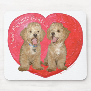 Pekingese / Pudel Mix Valentinstag Mousepad