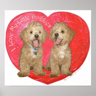 Pekingese / Pudel Mix Valentinstag Poster