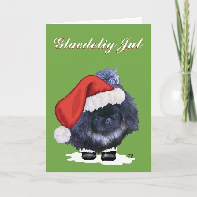 Pekingese Puppy Christmas Feiertagskarte (Vorderseite)
