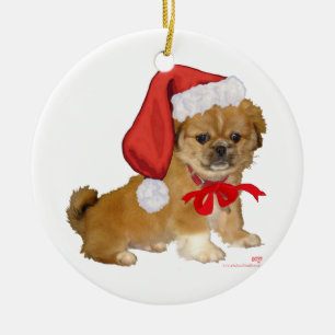 Pekingese Puppy Christmas Keramik Ornament