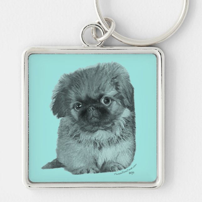 Pekingese Puppy Schlüsselanhänger (Vorne)