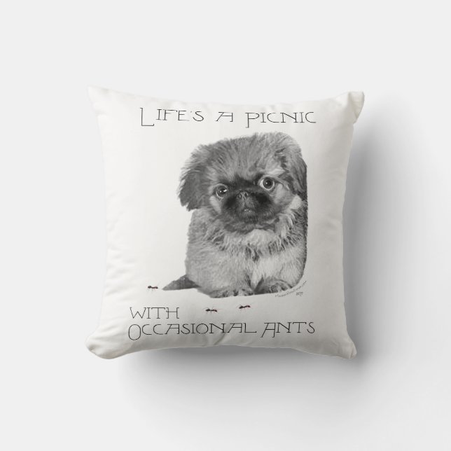 Pekingese Puppy Throw Kissen (Vorderseite)