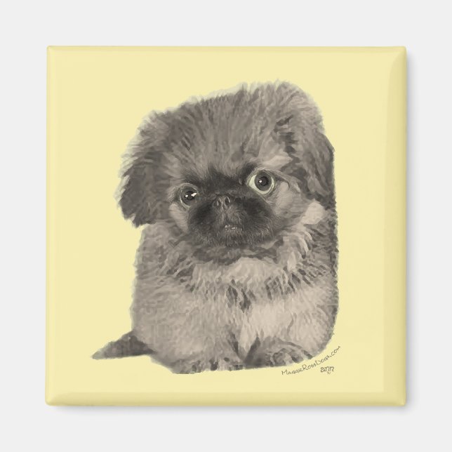 Pekingese Puppy Yellow Magnet (Vorne)