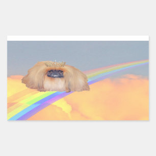 Pekingese Regenbogen Rechteckiger Aufkleber