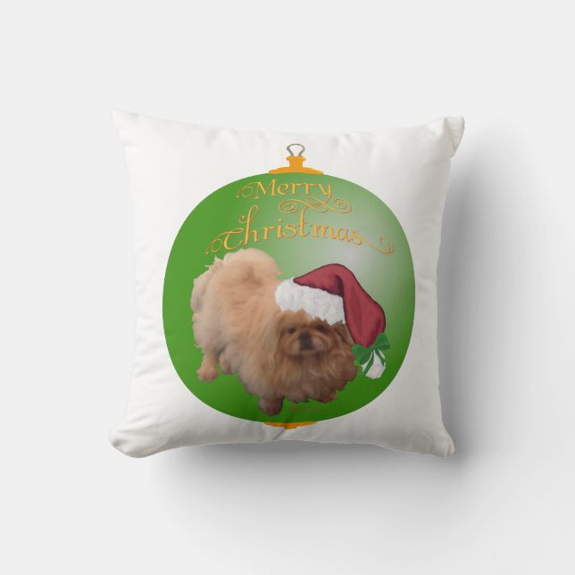Pekingese Santa Ornament Kissen (Vorderseite)
