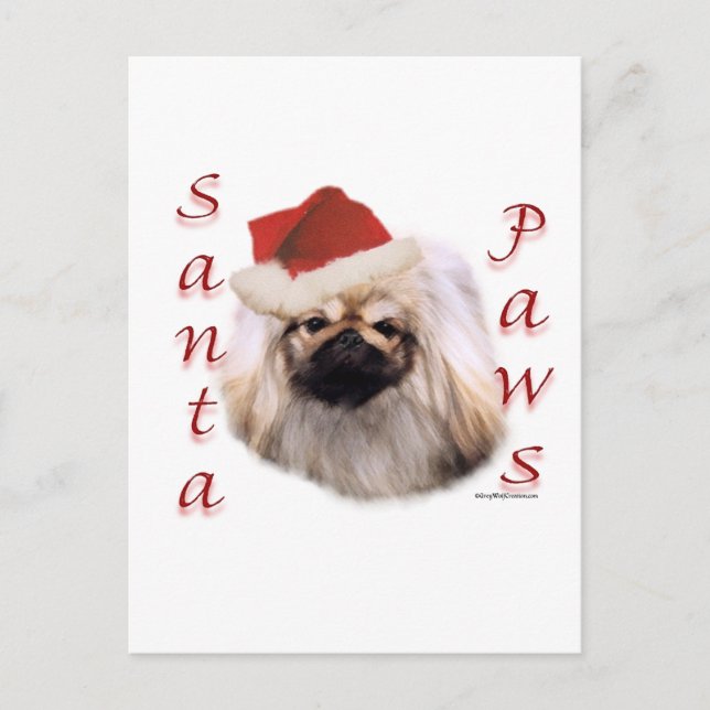 Pekingese Santa Paws Feiertagspostkarte (Vorderseite)