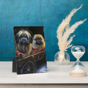 Pekingese Snowy Sleigh Weihnachtsdekor Fotoplatte