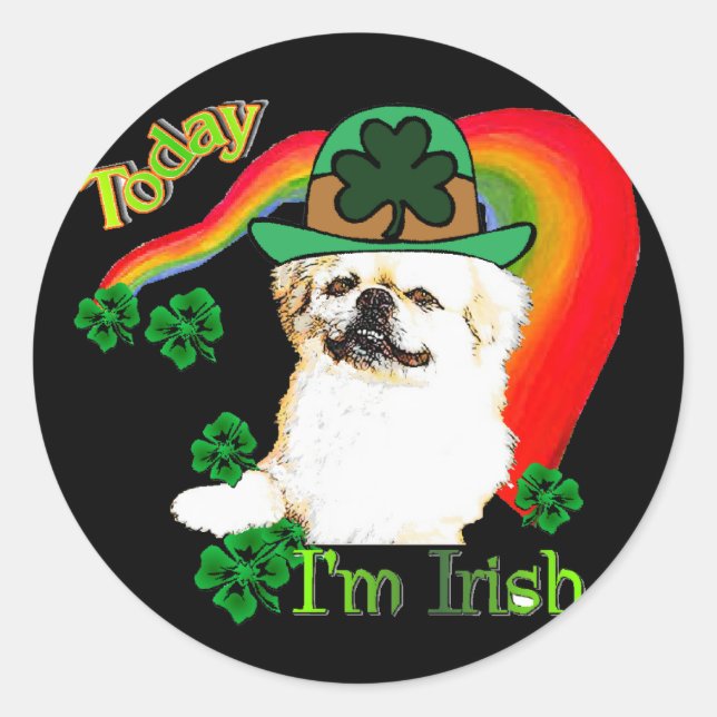 Pekingese St. Patrick's Day Runder Aufkleber (Vorderseite)