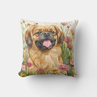 Pekingese Throw Pillow – Watercolor Kissen