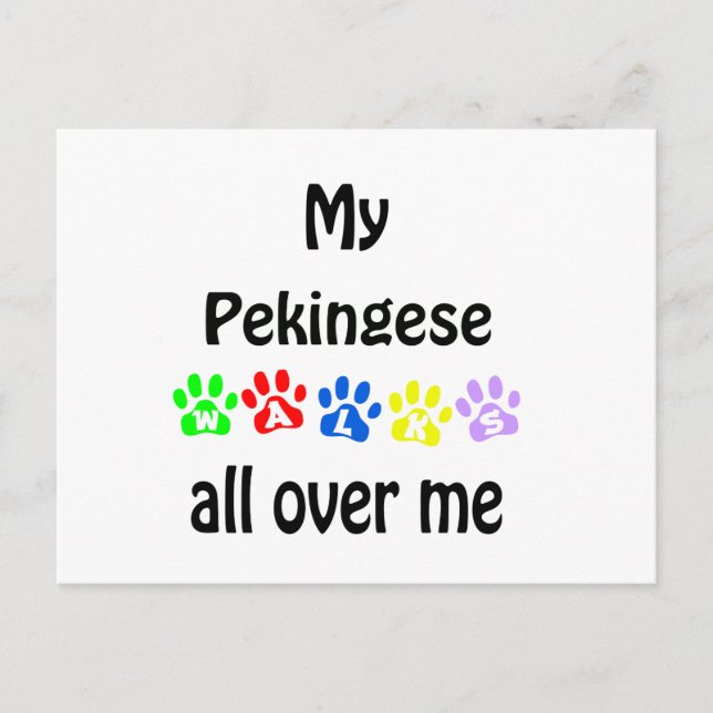 Pekingese Walks Design Postkarte (Vorderseite)