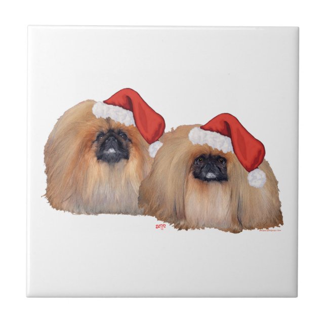 Pekingese Weihnachten Fliese (Vorderseite)