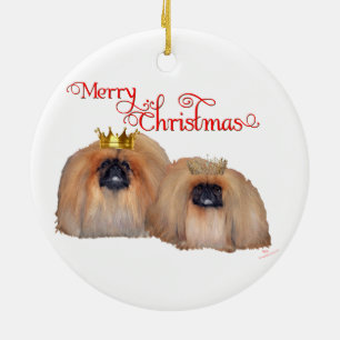 Pekingese Weihnachten Keramikornament