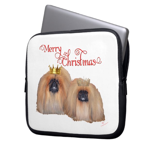 Pekingese Weihnachten Laptopschutzhülle (Vorderseite Links)