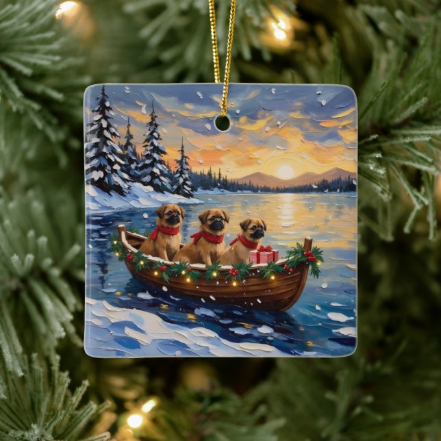 Pekingese Weihnachtsboot-Feiertag Keramikornament (Baum)