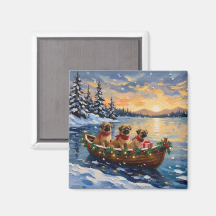 Pekingese Weihnachtsboot-Feiertag Magnet