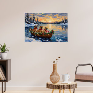 Pekingese Weihnachtsboot-Feiertag Poster