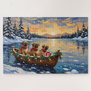Pekingese Weihnachtsboot-Feiertag Puzzle