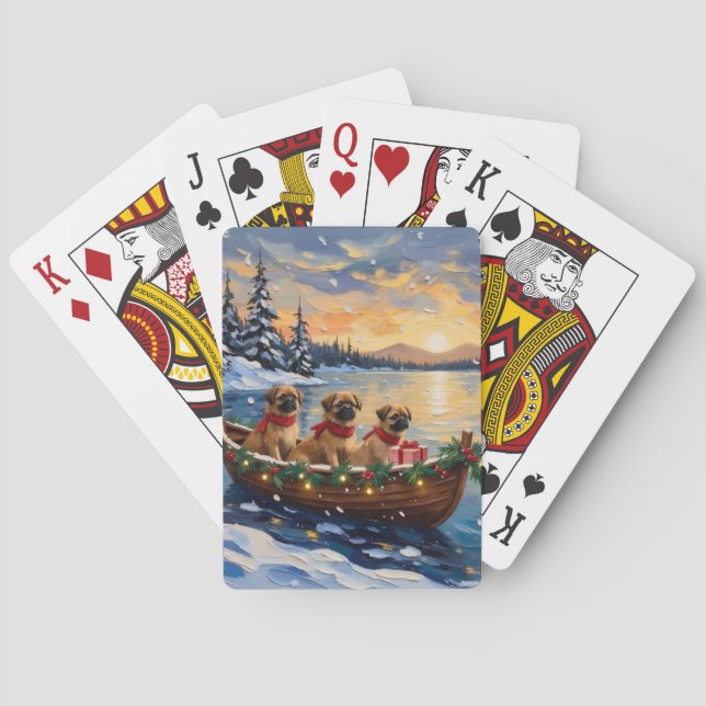 Pekingese Weihnachtsboot-Feiertag Spielkarten (Rückseite)