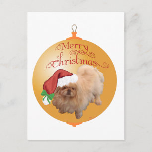 Pekingese Weihnachtsdekoration Feiertagspostkarte