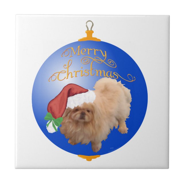 Pekingese Weihnachtsdekoration Fliese (Vorderseite)