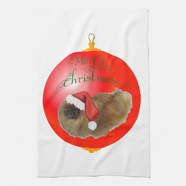 Pekingese Weihnachtsdekoration Geschirrtuch (Vertikal)