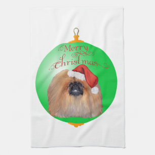 Pekingese Weihnachtsdekoration Handtuch